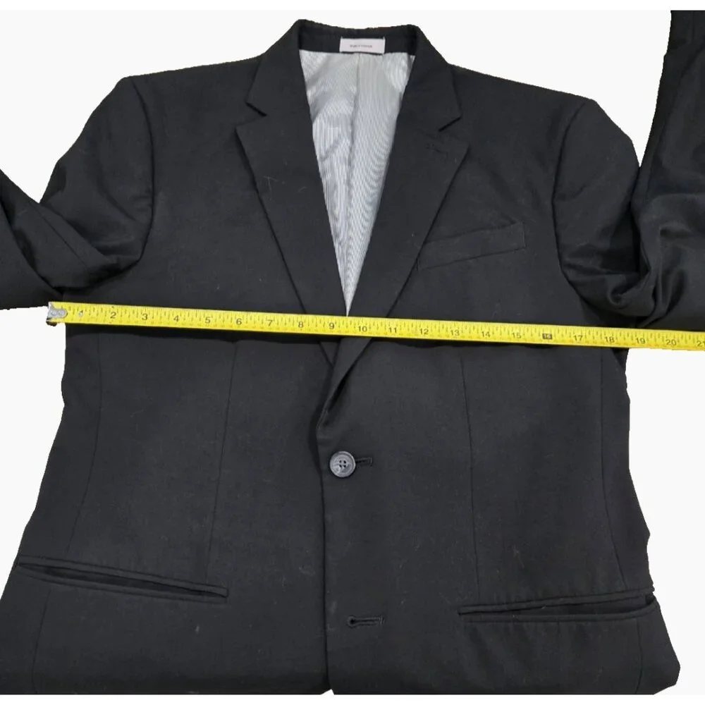 J Ferrar Slim Fit Suit Coat Mens 38R Black 2 Button Jacket Double Vented - Picture 3 of 8